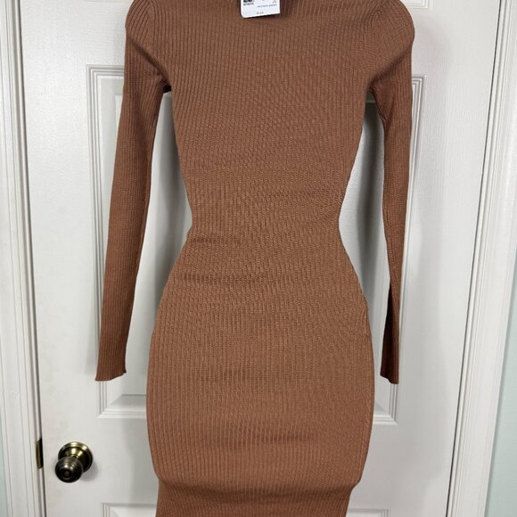 Fez Side Snap Sweater Dress – Macchiato Brown (XS) - Picture 2 of 4